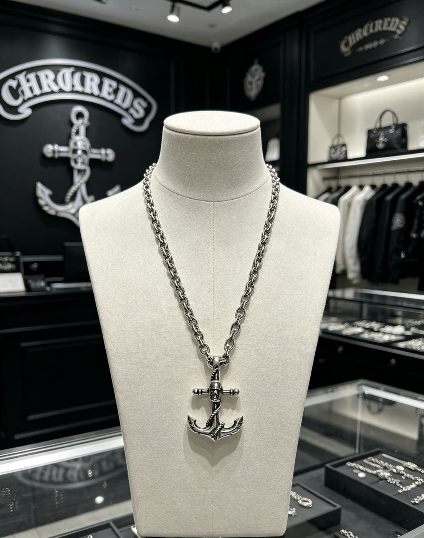 Chrome Hearts Come Bede Anchor Pendant Necklace
